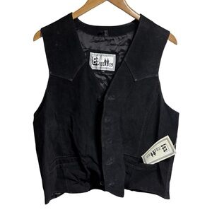 Excelled‎ Mens Black Suede Leather Western Vest Black Size M NWT #765